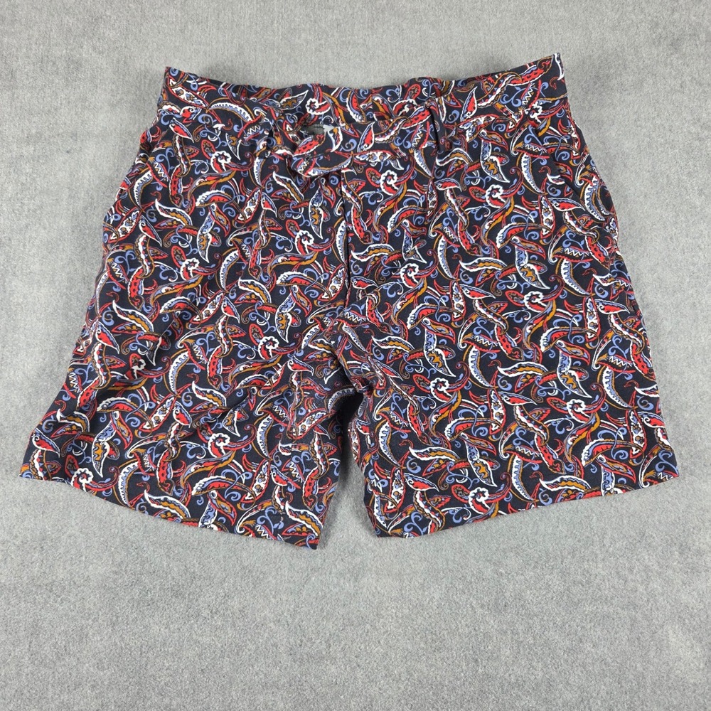 Murano Paisley Shorts Mens 34 Blue‎ Red Gold Excellent Stretch Cotton Blend